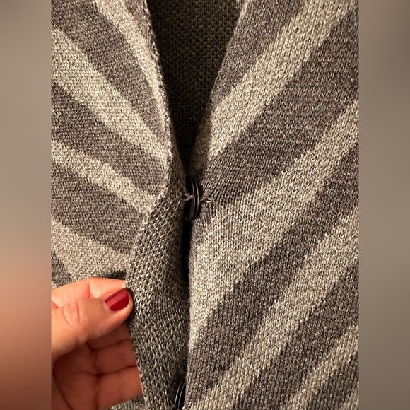 J. McLAUGHLIN Hallie MD Gray Zebra Animal Print WOOL Blend Duster Pocket NICE - Picture 6 of 13